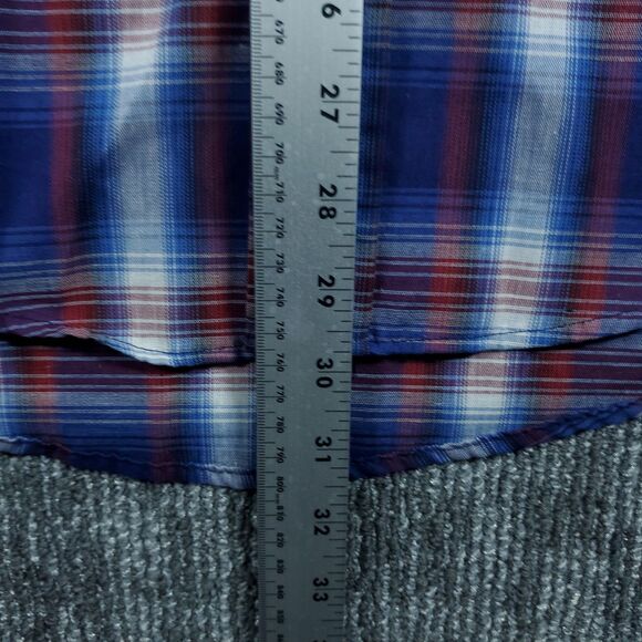 Vintage Sears Fieldmaster Shirt Mens Medium Blue Plaid Flannel Perma Prest 80s - Picture 10 of 14